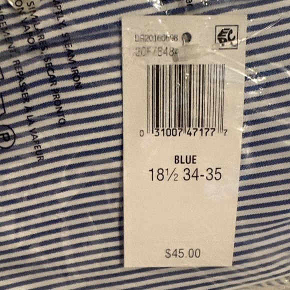 NWT Van Heusen Men's Navy and White Striped Dress Shirt - Picture 6 of 6